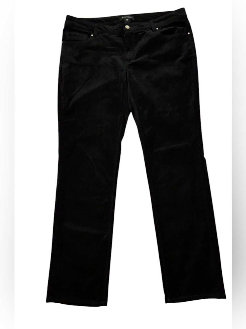 WHBM Velvet Women’s Black Slim Leg Cotton Pants, Noir 12R